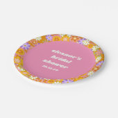 Retro Oranje Paarse Bloemstuk Bruidsdouche Papieren Bordje (Gekanteld)