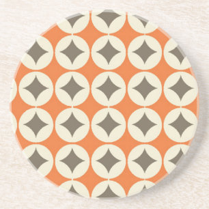 Retro Oranje patroon Zandsteen Onderzetter