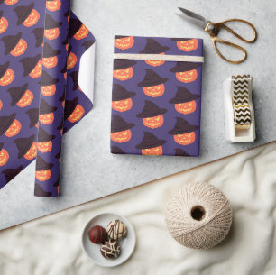 Retro Oranje pompoen Happy Halloween Cadeaupapier