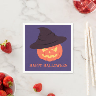 Retro Oranje pompoen Happy Halloween servetten