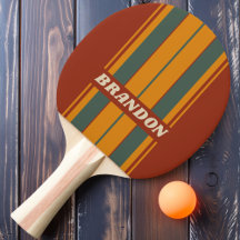 Retro Oranje Roest Bord Strepen met Naam