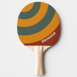 Retro Oranje Roest Cirkel Streep met Naam Tafeltennisbatje