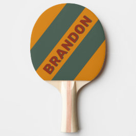 Retro Oranje Roest Dikke Strepen met Naam Tafeltennisbatje