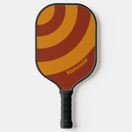 Retro Oranje Roest Drie Cirkel Streep met Naam Pickleball Paddle