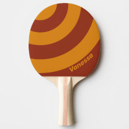 Retro Oranje Roest Drie Cirkel Streep met Naam Tafeltennisbatje