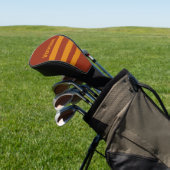 Retro Oranje Roest Drie Strepen met Naam Golfheadcover (Insitu)