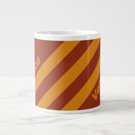 Retro Oranje Roest Drie Strepen met Naam Grote Koffiekop