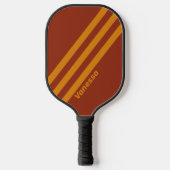 Retro Oranje Roest Drie Strepen met Naam Pickleball Paddle (Voorkant)