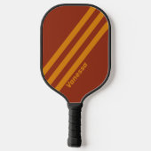 Retro Oranje Roest Drie Strepen met Naam Pickleball Paddle (Achterkant)