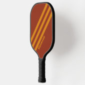 Retro Oranje Roest Drie Strepen met Naam Pickleball Paddle (Links)