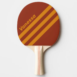 Retro Oranje Roest Driehoekige Strepen met Naam Tafeltennisbatje