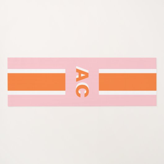 Retro Oranje roze Girl Cute Monogram Yogamat (Achterkant (horizontaal))