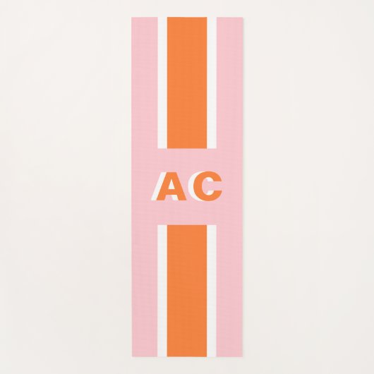 Retro Oranje roze Girl Cute Monogram Yogamat (Voorkant)