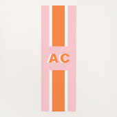 Retro Oranje roze Girl Cute Monogram Yogamat (Achterkant)