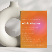 Retro Oranje Roze Gradiënt Formele Bat Mitzvah Kaart