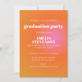 Retro Oranje roze gradiënt Unieke GraduPartij Kaart (Voorkant)