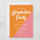 Retro Oranje roze kleurenblokgraafpartij Kaart (Voorkant)