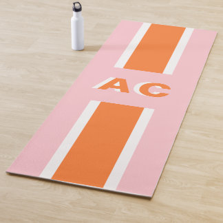 Retro oranje roze meisje leuk monogram yogamat