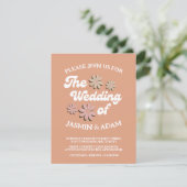 Retro Oranje roze roovy Floral Weddenschap (Staand voorkant)