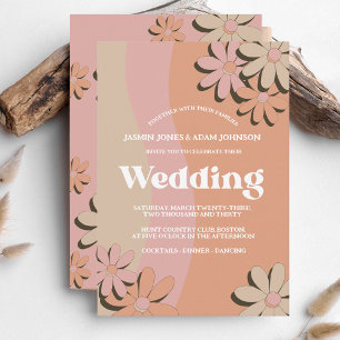 Retro Oranje roze roovy Flowers Weddenschap