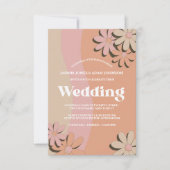 Retro Oranje roze roovy Flowers Weddenschap (Voorkant)