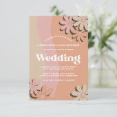 Retro Oranje roze roovy Flowers Weddenschap (Staand voorkant)