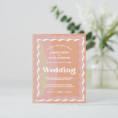 Retro Oranje roze roovy Wavy Lines Wedding Invite (Staand voorkant)
