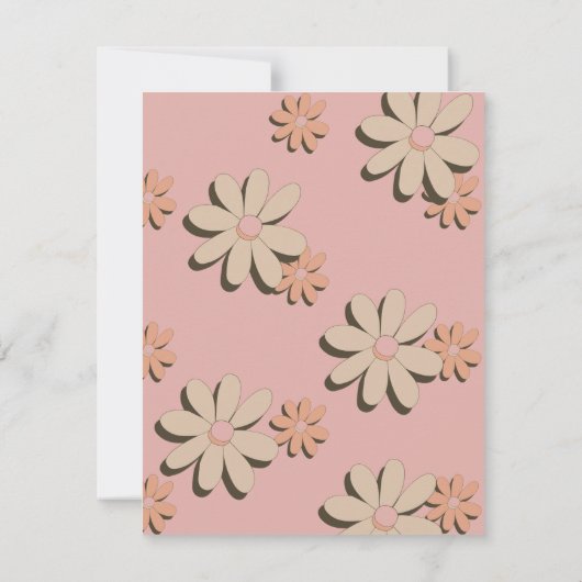 Retro Oranje roze roovy Wavy Lines Wedding Invite (Achterkant)