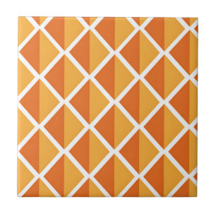 Retro Oranje Ruit Harlekijn Patroon Tegeltje