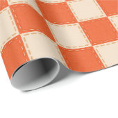 Retro Oranje Schaakbord Cadeaupapier (Rol Hoek)