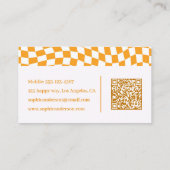 Retro Oranje Schaakbord met QR-code Visitekaartje (Achterkant)