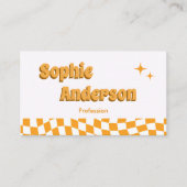 Retro Oranje Schaakbord met QR-code Visitekaartje (Voorkant)