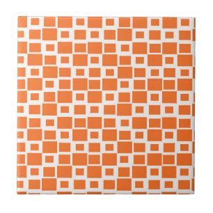 Retro Oranje Squares Patroon Tegeltje