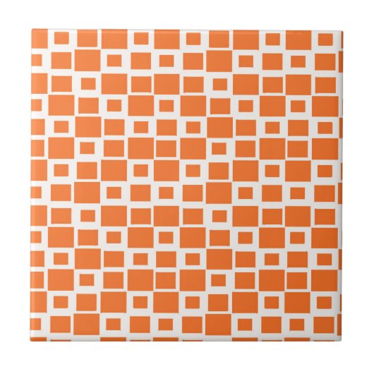 Retro Oranje Squares Patroon Tegeltje (Voorkant)