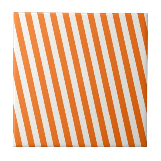 Retro Oranje Streeppatroon Tegeltje (Voorkant)
