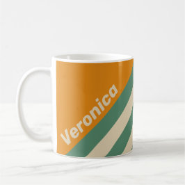Retro Oranje Strepen met Naam Koffiemok