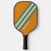 Retro Oranje strepen met naam Pickleball Paddle (Achterkant)