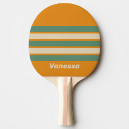 Retro Oranje Strepen met Naam Tafeltennisbatje