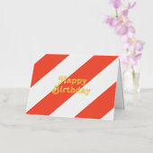 Retro  Oranje strips Happy Birthday Folie Wenskaart (Orchidee)