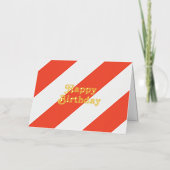Retro Oranje strips Happy Birthday Folie Wenskaart (Voorkant)