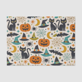 Retro Oranje Teal Mid-Century Halloween  Tissuepapier