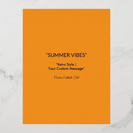Retro Oranje textuur - Summer Vibes Art Folie Feestdagen Briefkaart (Voorkant)