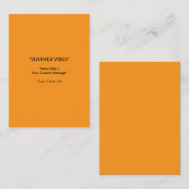 Retro Oranje Textuur – Zomer Vibes Kunst Contactkaartje