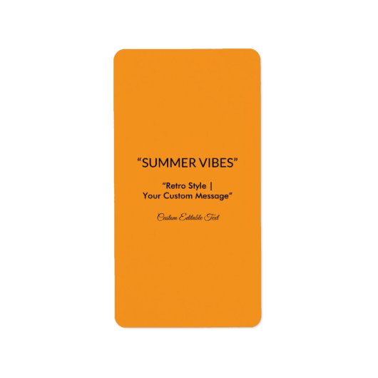 Retro Oranje Textuur – Zomer Vibes Kunst Etiket (Voorkant)