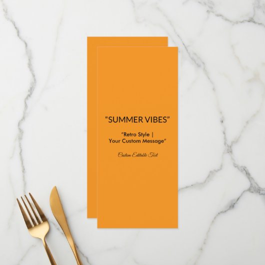 Retro Oranje Textuur – Zomer Vibes Kunst Menu (Voorkant / Achterkant in situ)