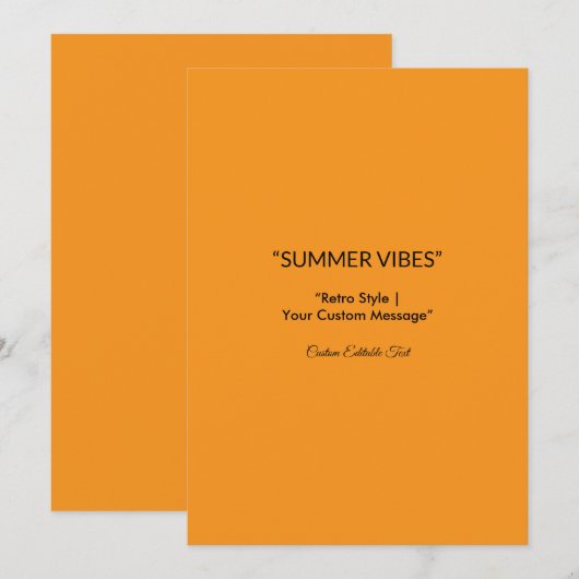 Retro Oranje Textuur – Zomer Vibes Kunst Save The Date (Voorkant / Achterkant)