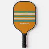 Retro Oranje toegang Striping met naam Pickleball Paddle (Achterkant)