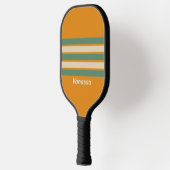 Retro Oranje toegang Striping met naam Pickleball Paddle (Links)