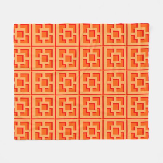 Retro Oranje Trellis Fleece Blanket (Voorkant (Horizontaal))