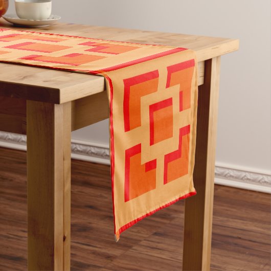 Retro Oranje Trellis Table Runner Korte Tafelloper (Voorbeeld)